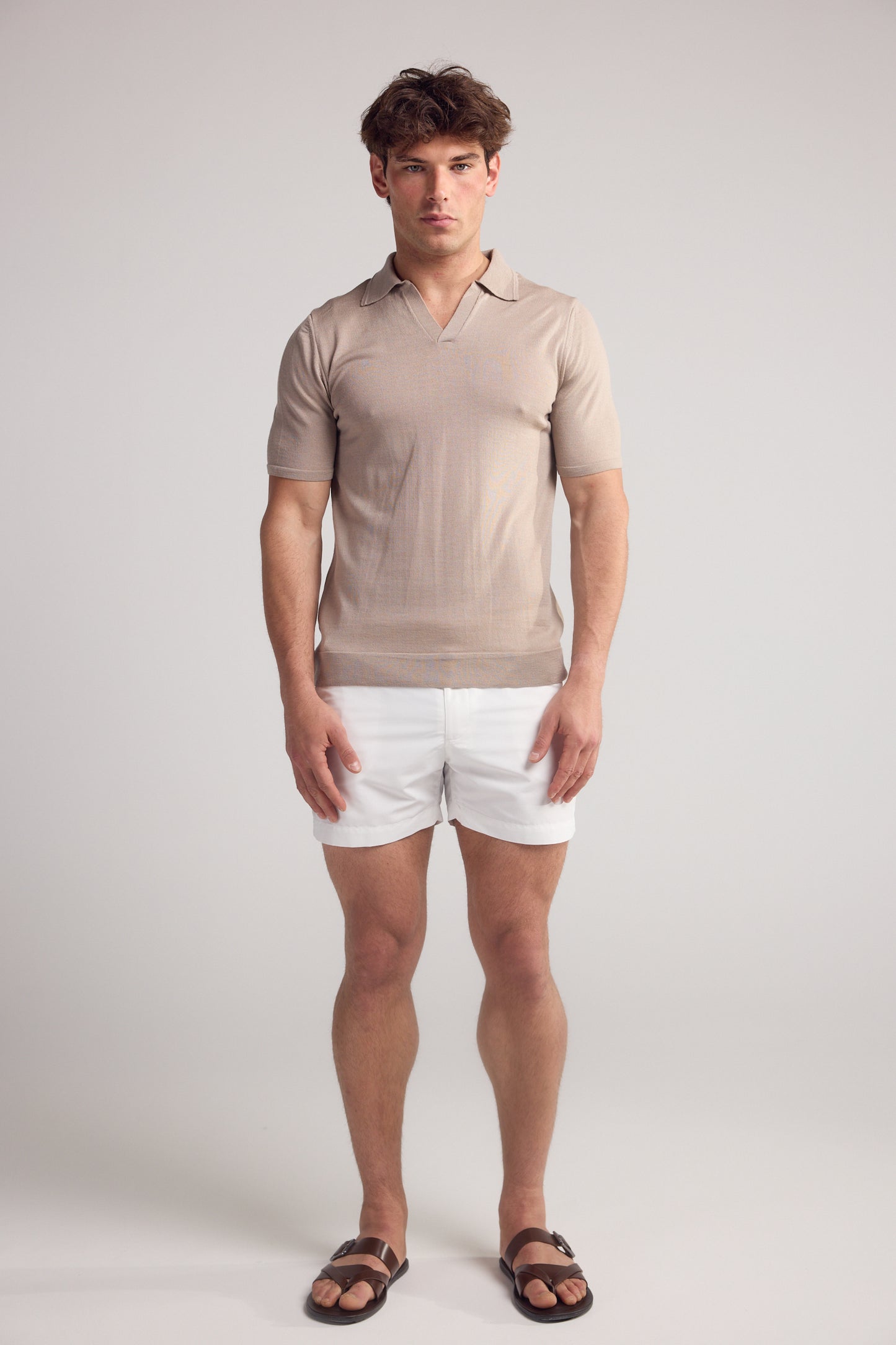 Taupe Knitted Polo Shirt