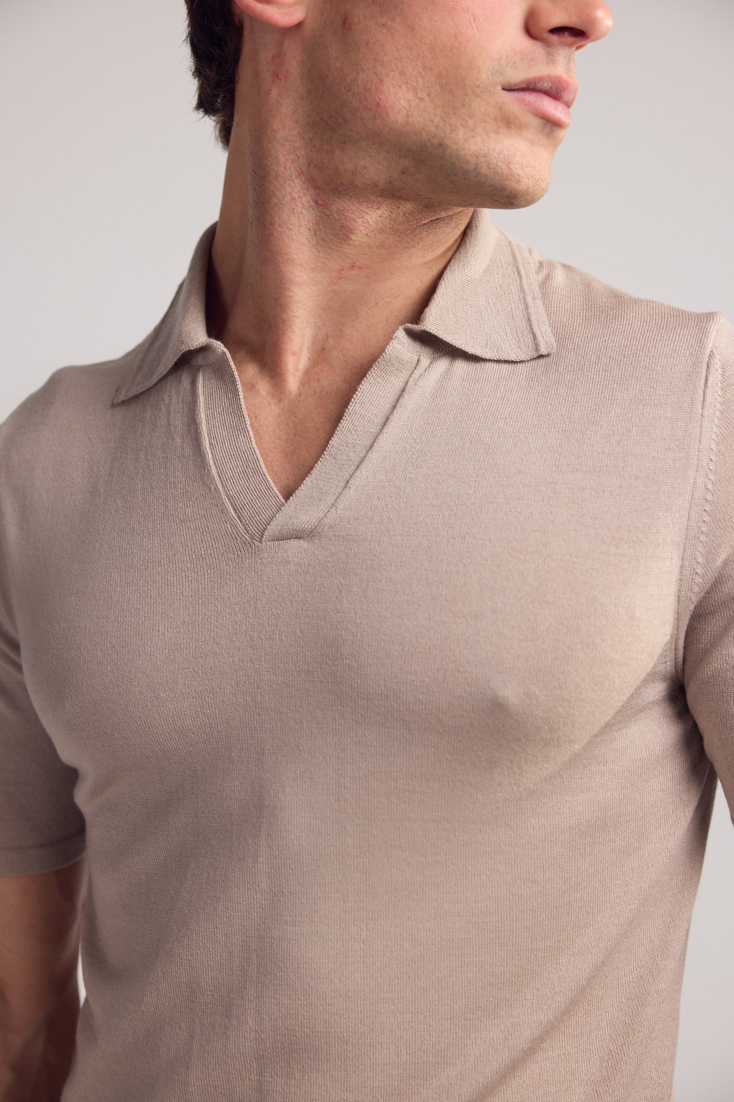 Taupe Knitted Polo Shirt